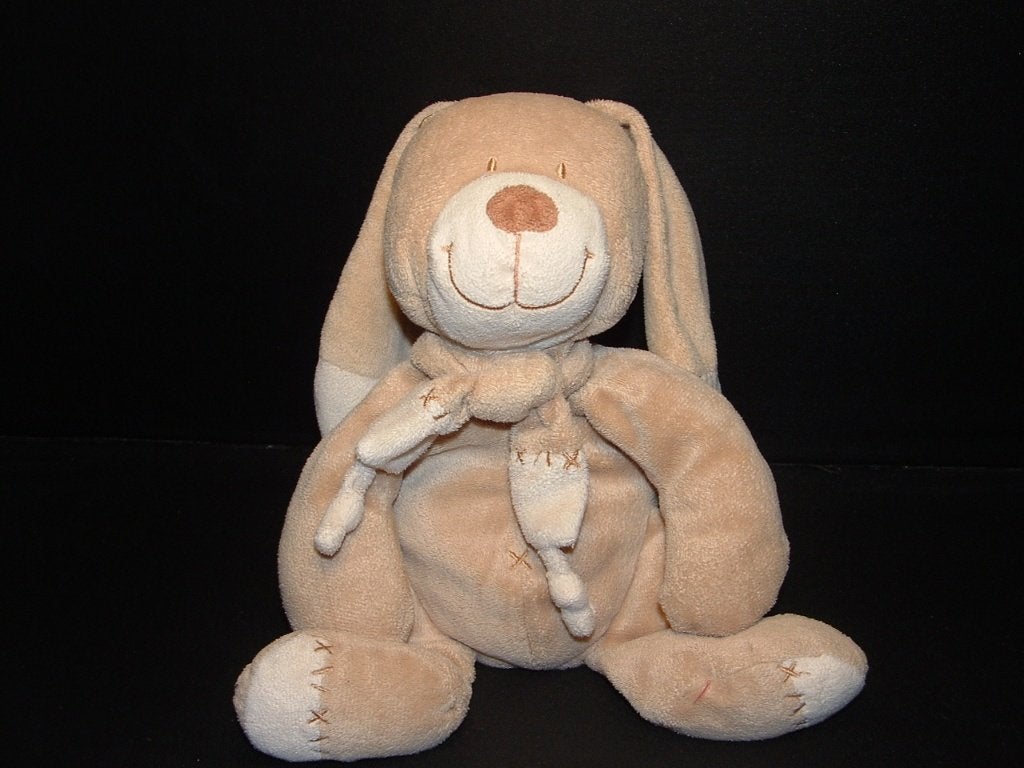 NICOTOY KONIJN MIDDENMAAT VELOURS BEIGE MET ROOMWIT, Ophalen of Verzenden, Nieuw, Overige typen