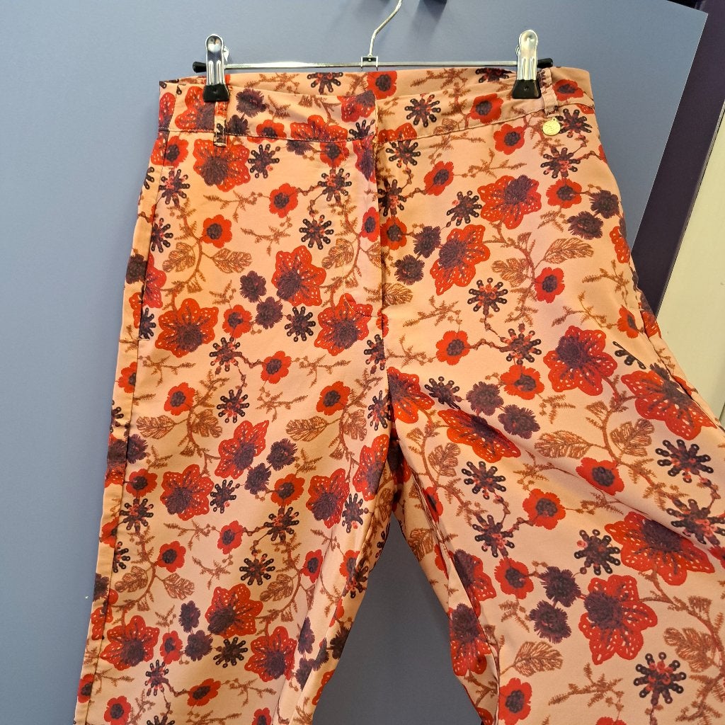 Harper & Yve casual broek zalmroze / rode bloemen S nr 43265, ., Ophalen of Verzenden, Zo goed als nieuw, Maat 36 (S)