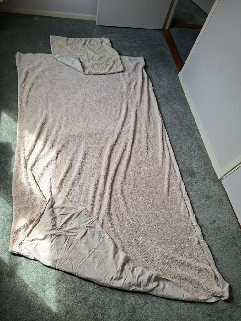 Teddy dekbedovertrek 140x200cm beige, Gebruikt, Eenpersoons, Beige, Dekbedovertrek