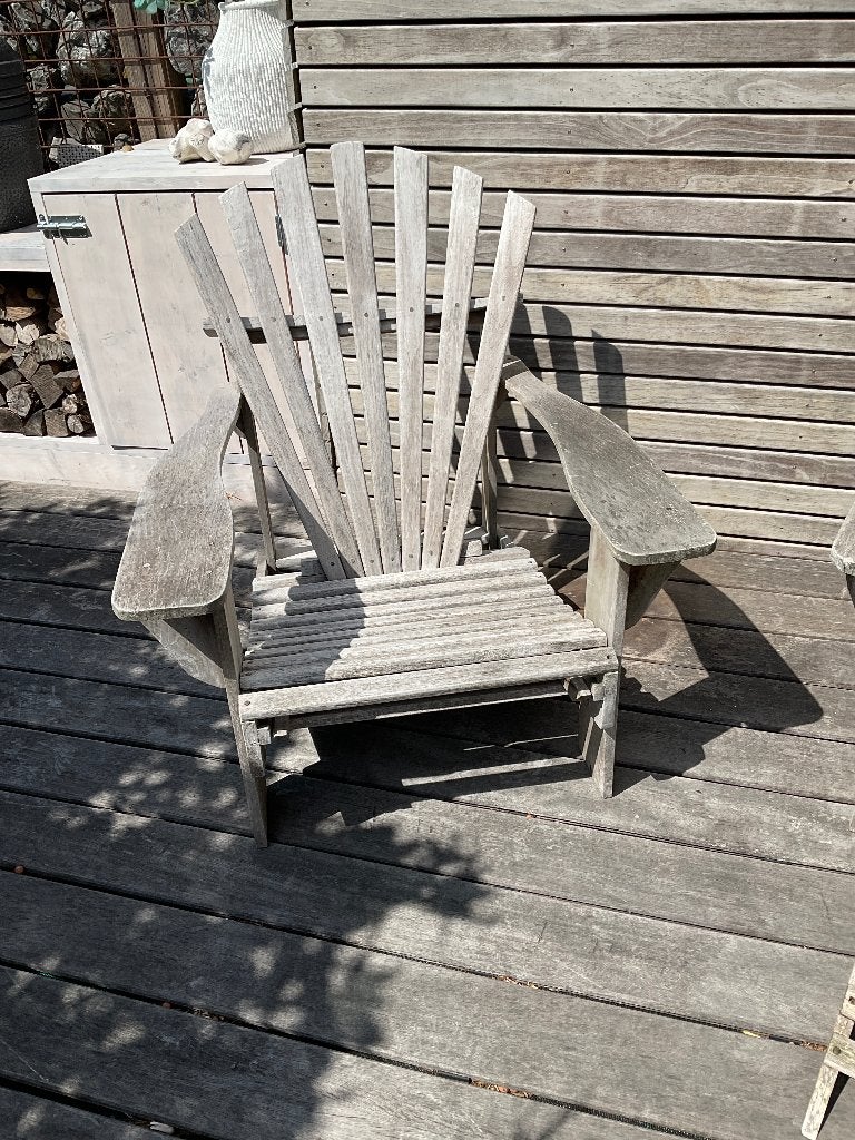 2 Teakhouten deckchairs, Ophalen, Gebruikt, Teakhout
