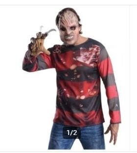 Kompleet Freddy Krueger + masker outfit mt M, Maat 48/50 (M), Nieuw, Ophalen of Verzenden, Halloween