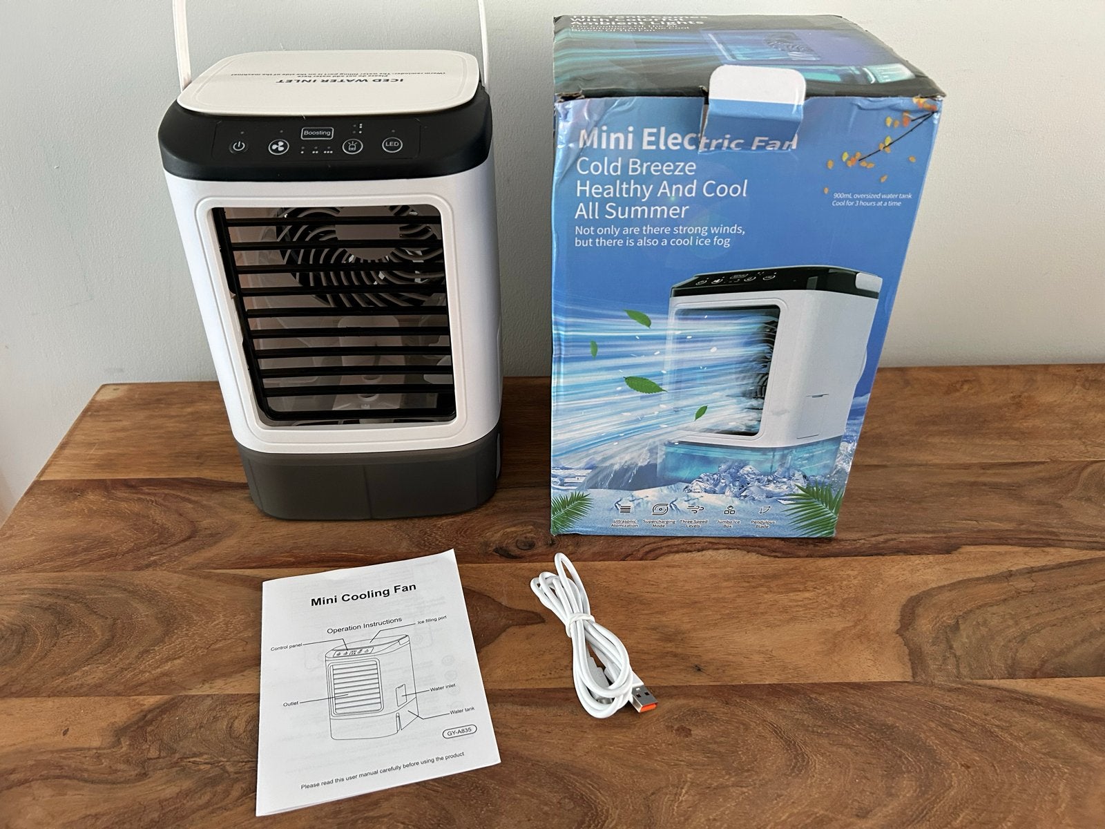 Nieuwe Mini elektrische Ventilator koude bries + mistfunctie, Ophalen of Verzenden, Nieuw, Tafelventilator