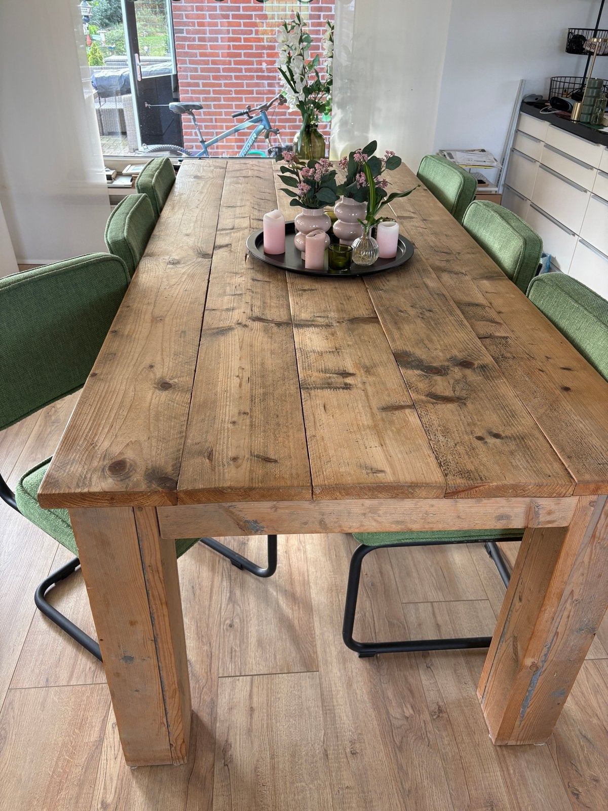 6 groene stoelen, Ophalen, Gebruikt, Overige kleuren, Stof