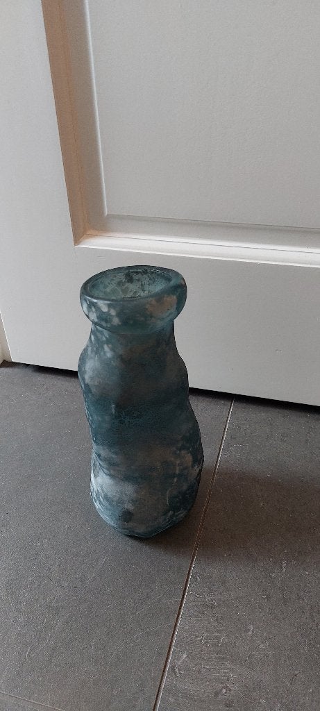 Grappige blauw/grijs vaasje, Blauw, Matte afwerking, Ophalen of Verzenden, Glas