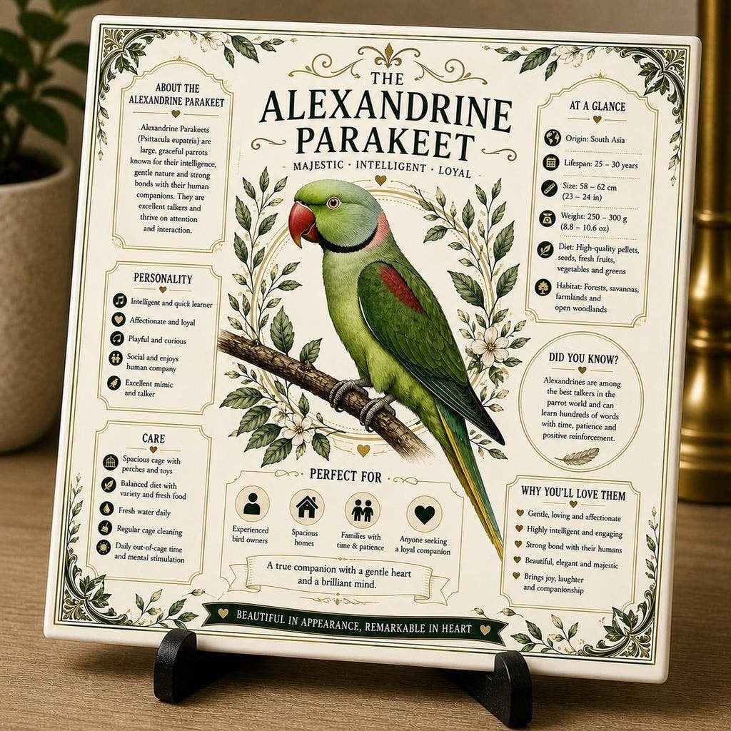 Grote Alexanderparkiet - Infographic Tegel, Verzenden, Nieuw