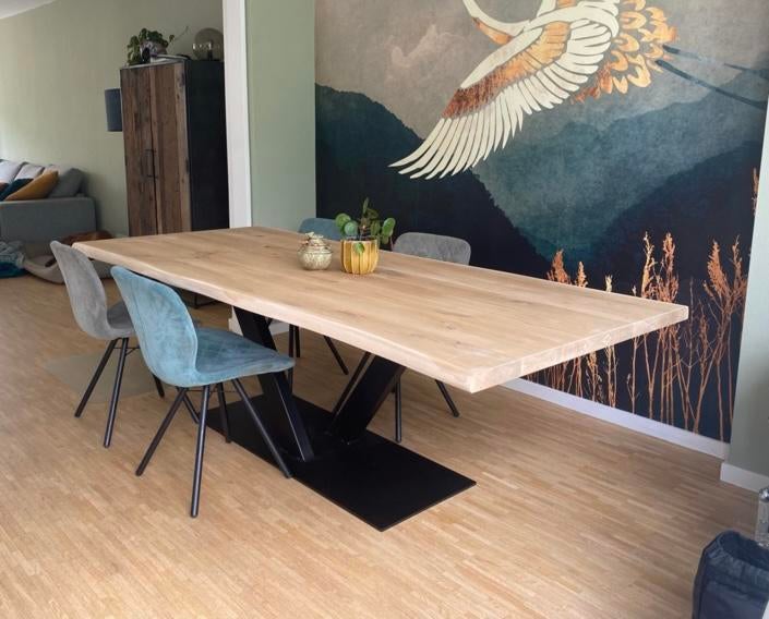 Eiken tafel eettafel op Maat: Rond, Ovaal, Boomstam Deens, 100 tot 150 cm, Verzenden, Eikenhout, Rond ovaal plat afgeronde hoeken boomstam