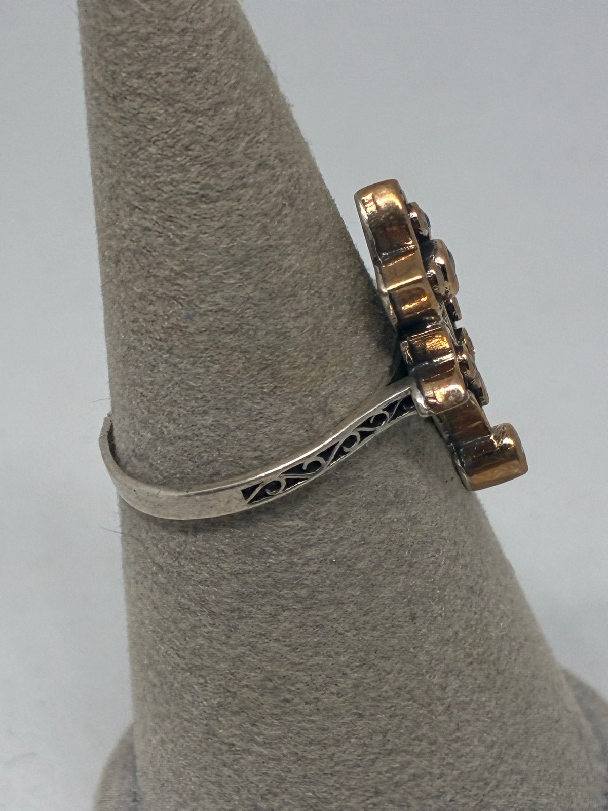 Nieuwe zilveren ring met brons en stenen, maat 17,5, Info@zilver.com, Nieuw, Ophalen of Verzenden, 17 tot 18