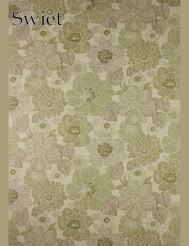 4351 Vintage bloemenbehang 70s grafisch in groen swiet, Verzenden, Beige