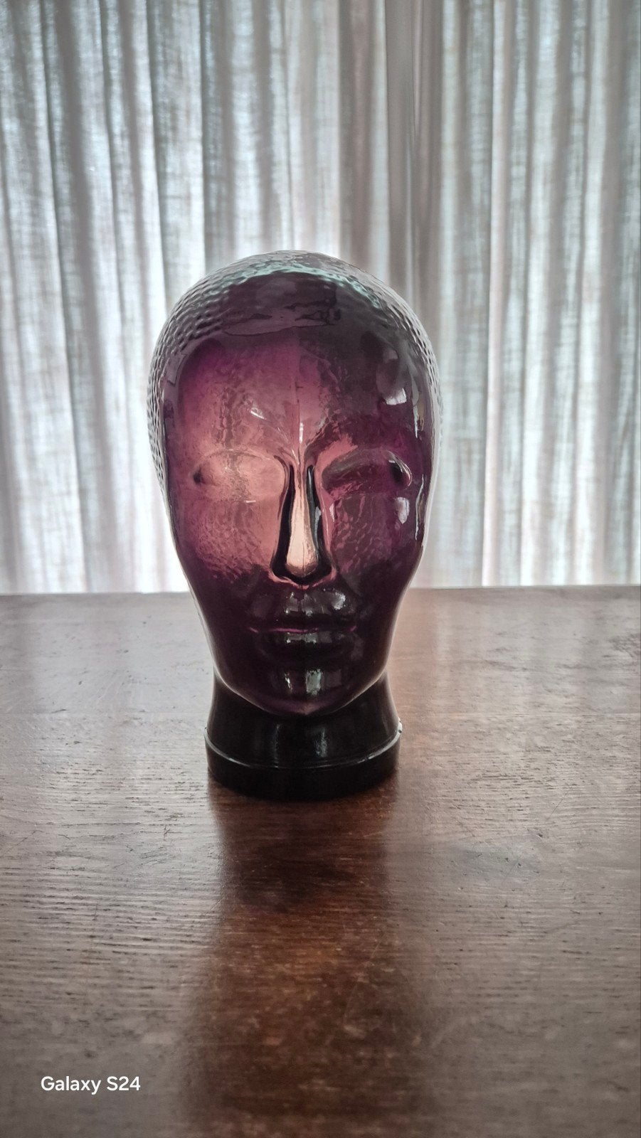 Vintage paarse glazen mannequin hoofd, Ophalen of Verzenden