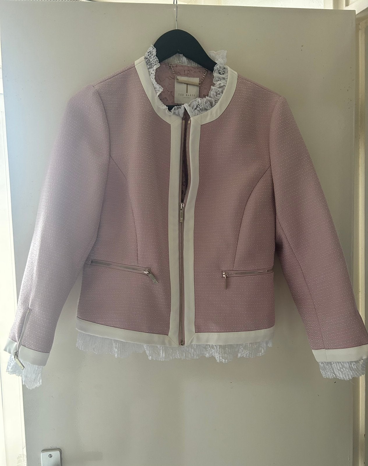 Ted Baker roze kanten blazer, maat L, Ophalen of Verzenden, Nieuw, Maat 42/44 (L), Roze
