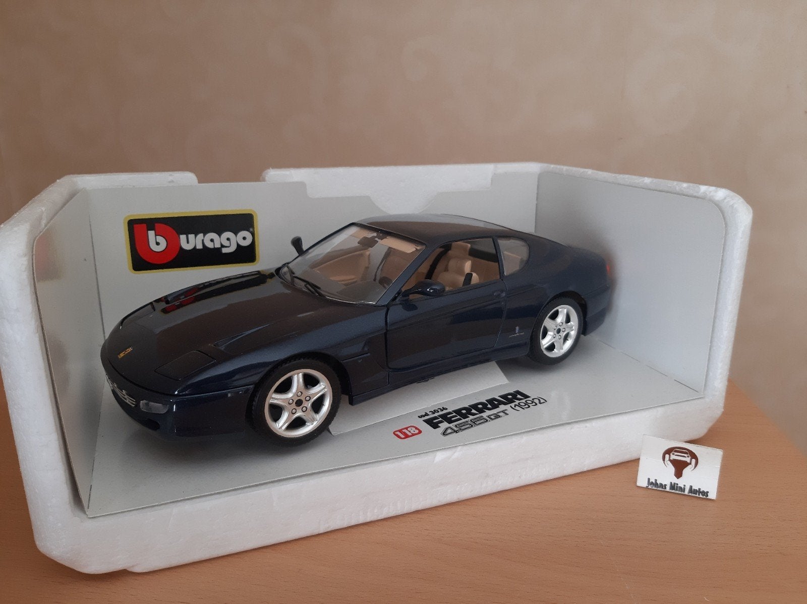 Ferrari 456 GT 1992 blauw-metallic van Bburago 1:18, Auto, Ophalen of Verzenden, Zo goed als nieuw, Bburago
