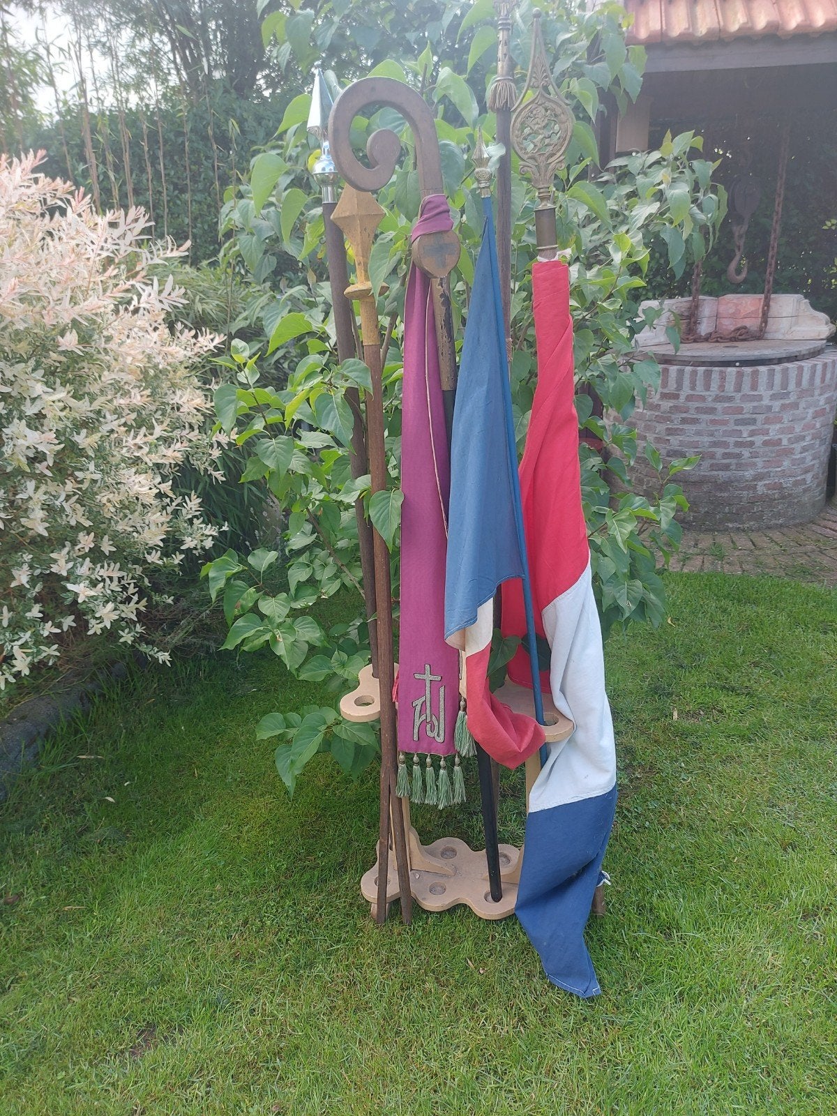 6 x vaandelstok prossessie stok religieuze stok, Antiek en Kunst, Ophalen