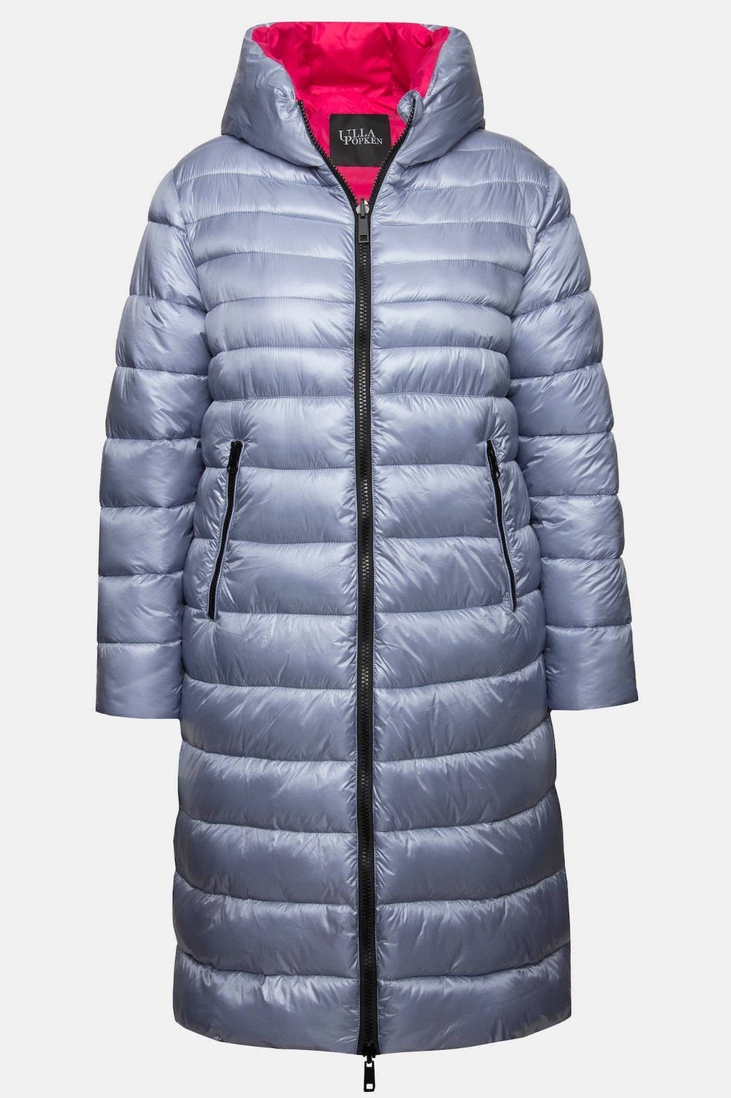 Lange gewatteerde jas van Ulla Popken, Kleding | Dames, Jassen | Winter, Zo goed als nieuw, Maat 46/48 (XL) of groter, Blauw, Ophalen of Verzenden
