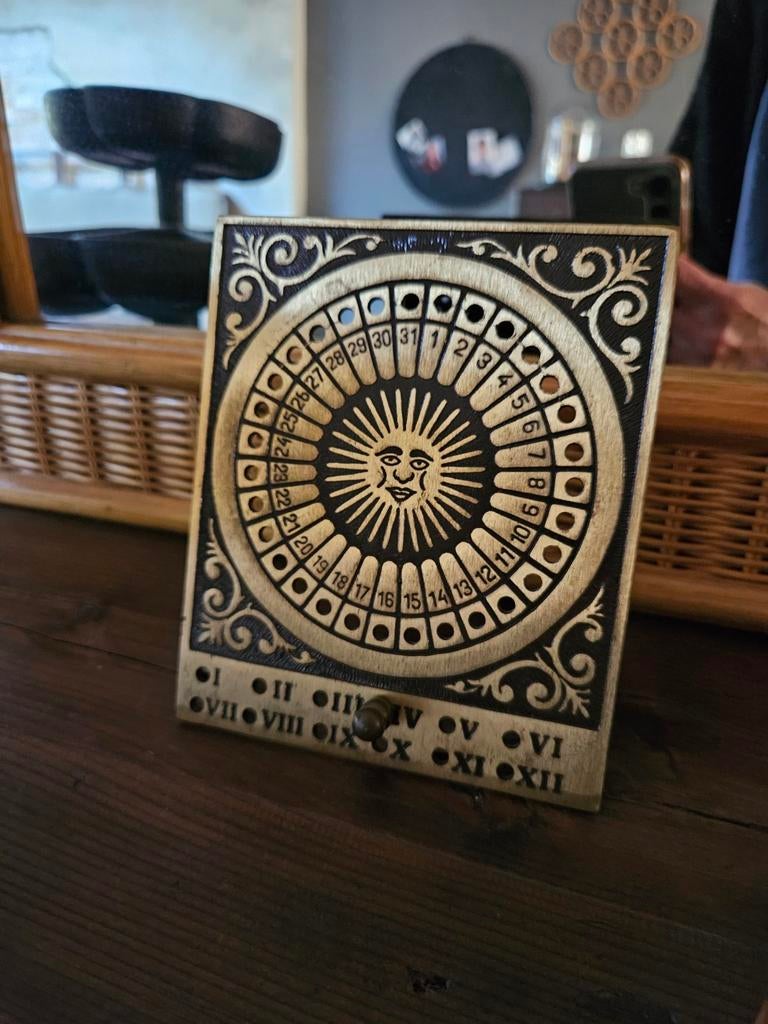 Vintage Messing Zonnekalender - Uniek Decoratiestuk, Ophalen of Verzenden