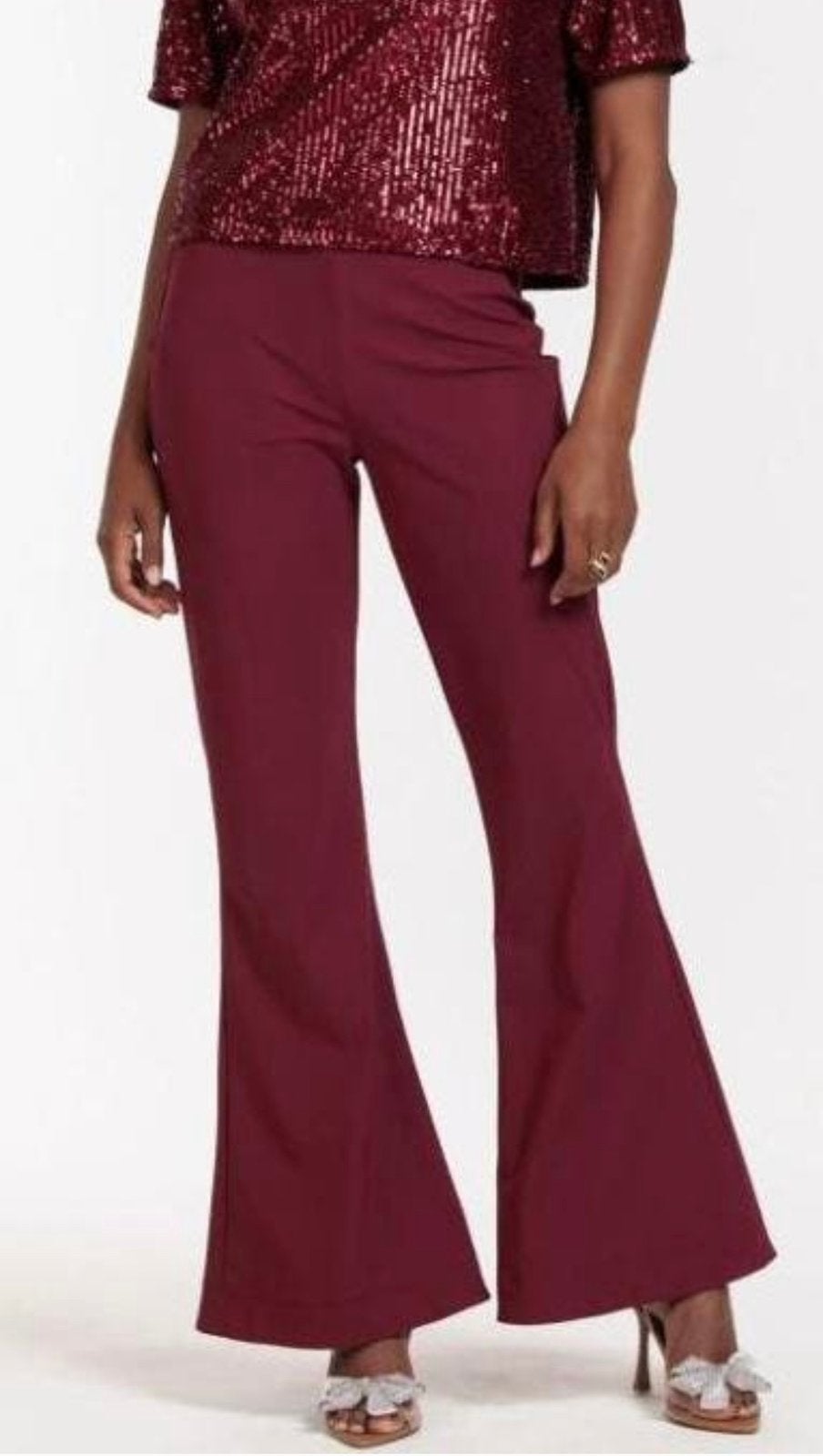 Bordeaux rode, rode Studio Anneloes Flaired broek XS, Verzenden, Zo goed als nieuw, Maat 34 (XS) of kleiner, Lang