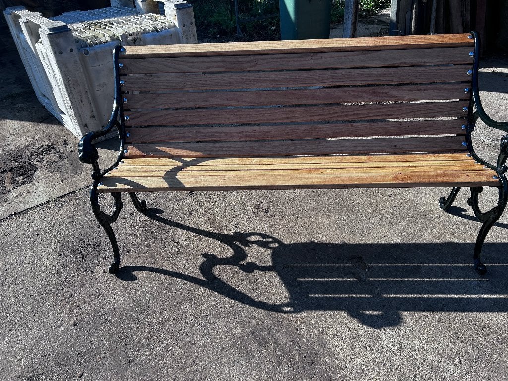Tuinbank parkbank gietijzer eiken NIEUW leeuwenkoppen, Ophalen, Nieuw, Wicker