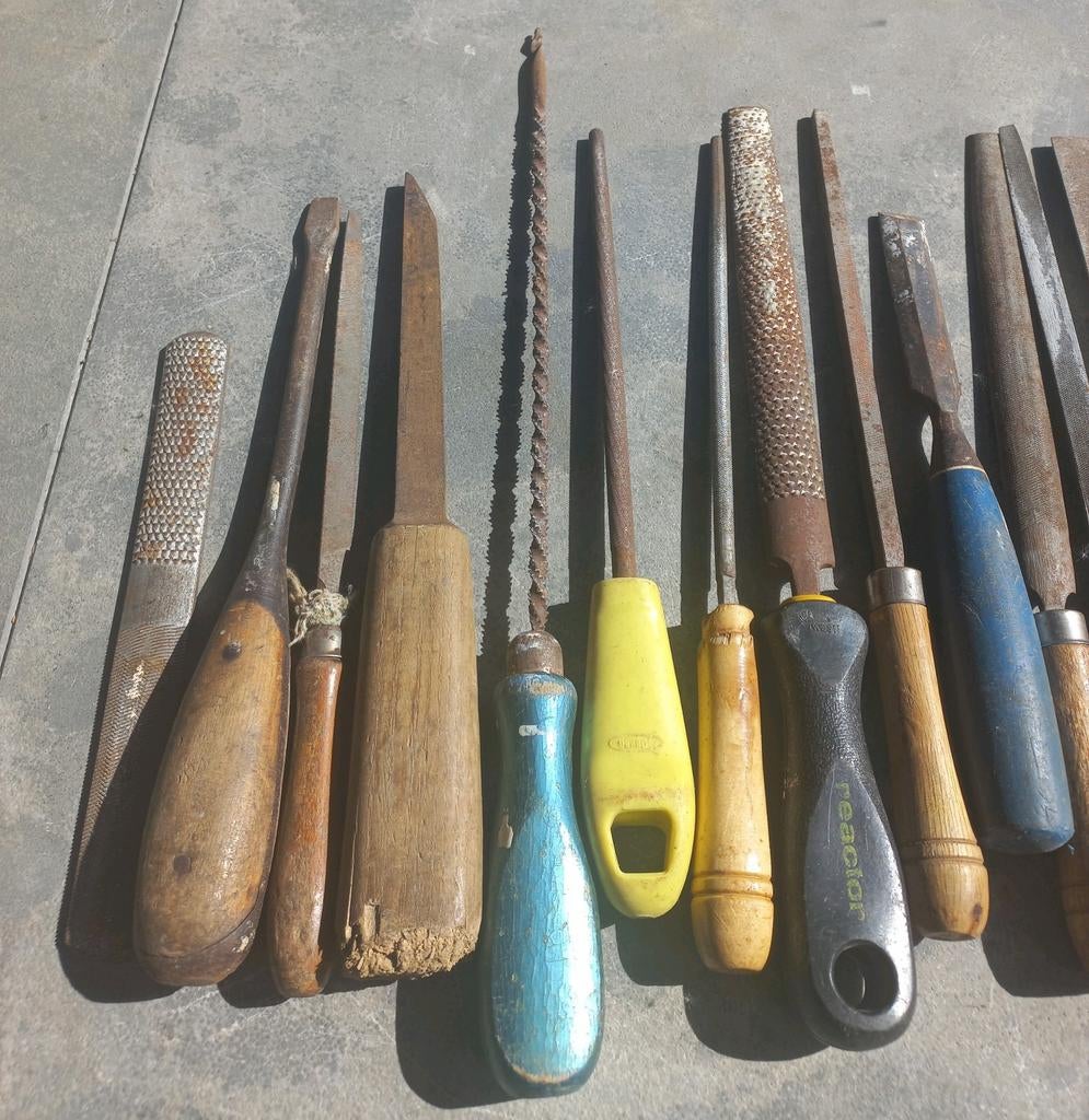 Grote vintage set diverse raspen en beitels, Ophalen of Verzenden