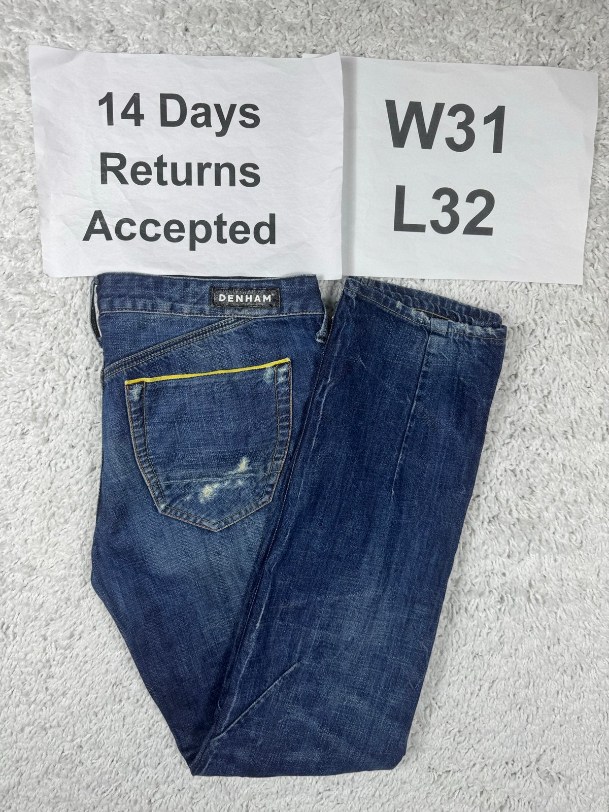 Denham Boy Jeans - Baggy Carrot Fit - Blauw - W31 L32 3572, J, Blauw, W32 (confectie 46) of kleiner, Ophalen of Verzenden