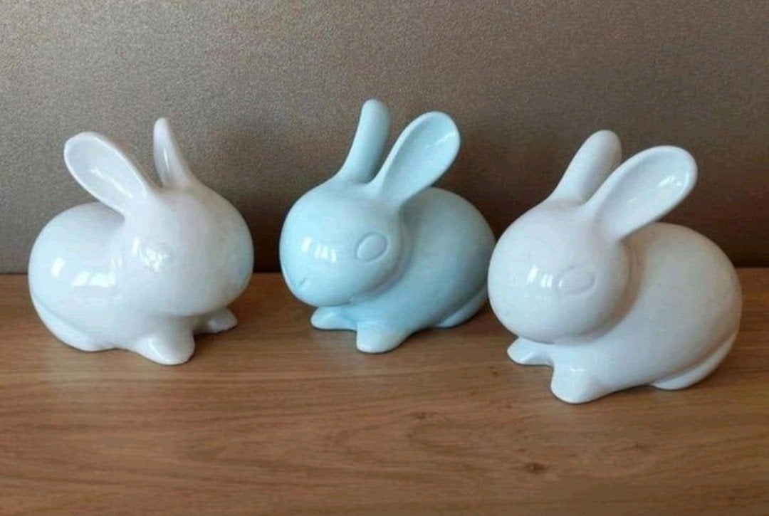 Vintage wattenbolletjes konijntjes wit en lichtgroen, Verzenden