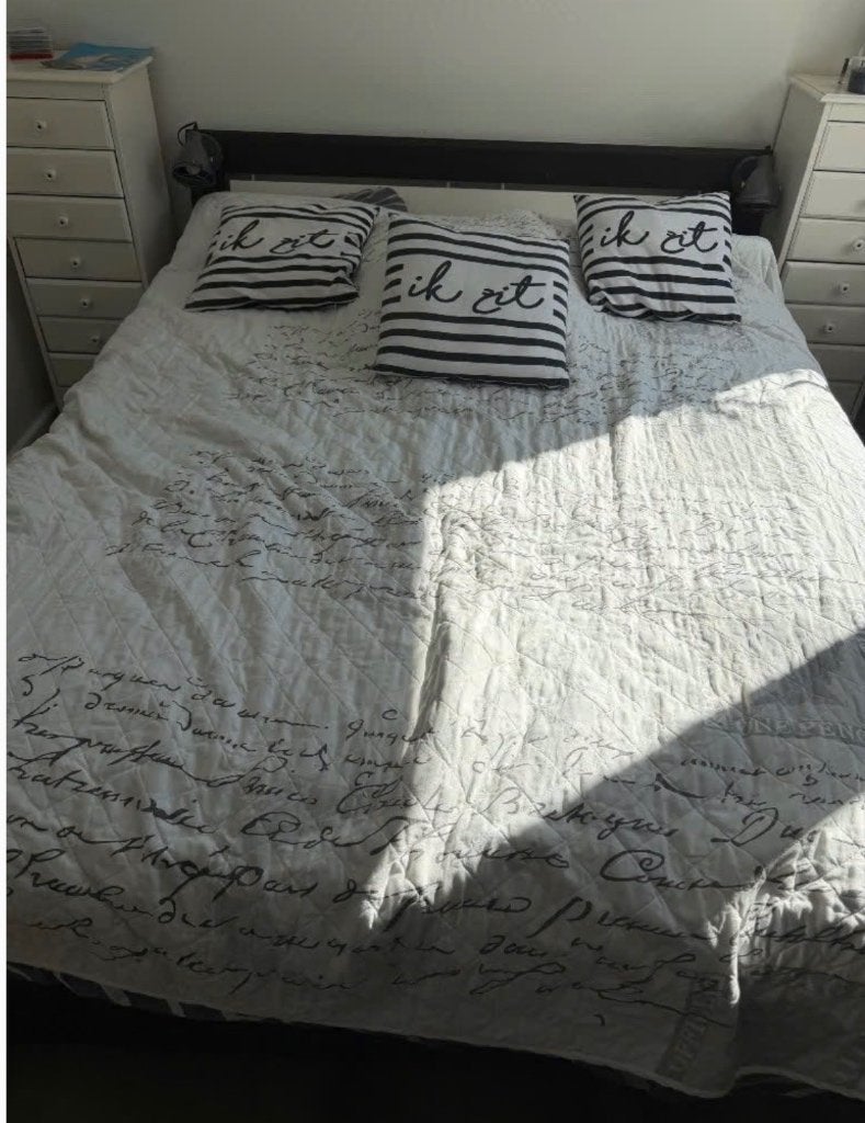 Bed 160x200, Ophalen, Wit, Tweepersoons, 200 cm