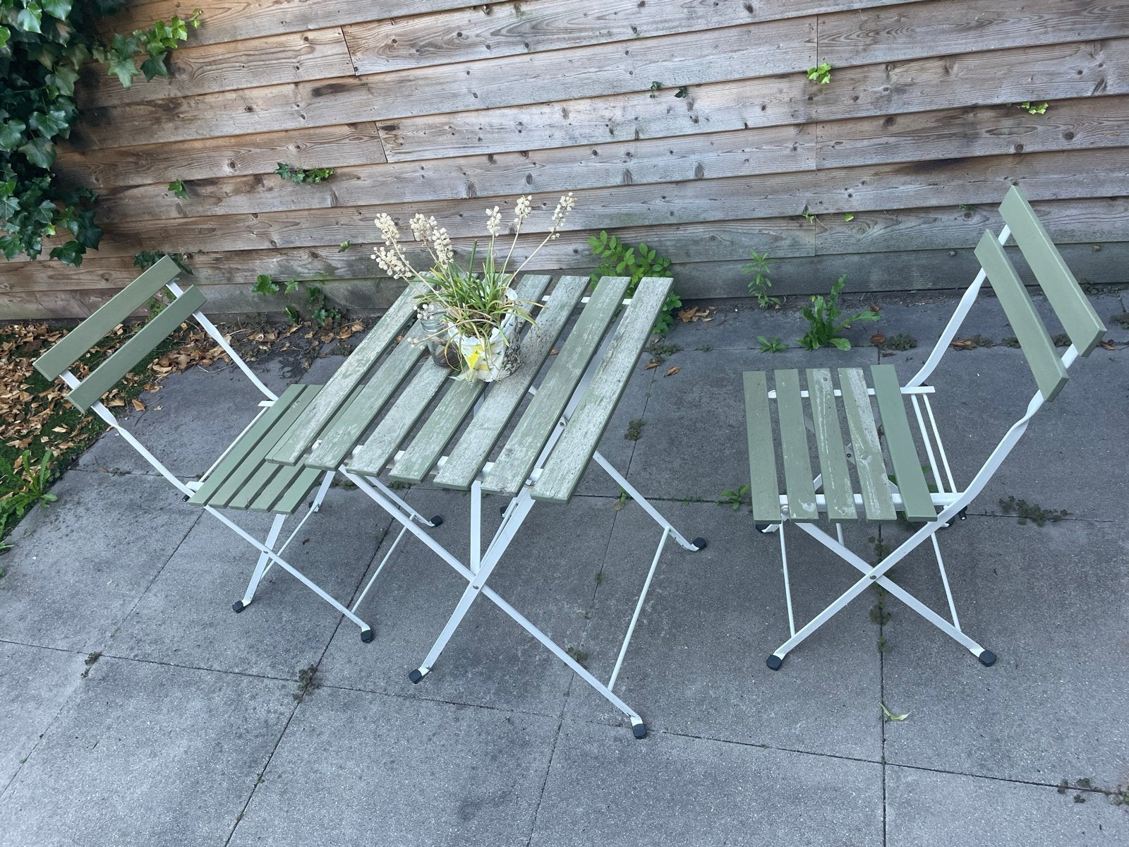 IKEA Tarno tuinset - inklapbare tafel en 2 stoelen, Ophalen of Verzenden, Gebruikt, Rechthoekig, Hout