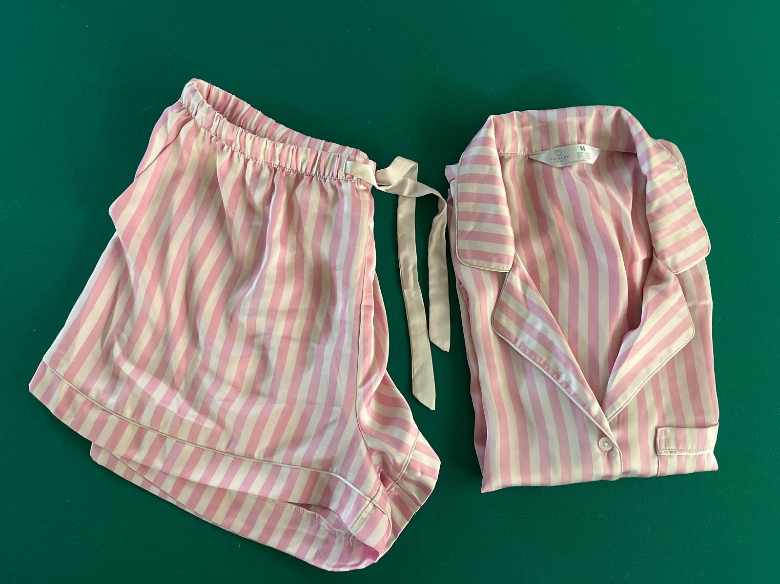 Primark gestreepte pyjama set roze/wit - Maat M, Ophalen of Verzenden, Zo goed als nieuw, Maat 38/40 (M)
