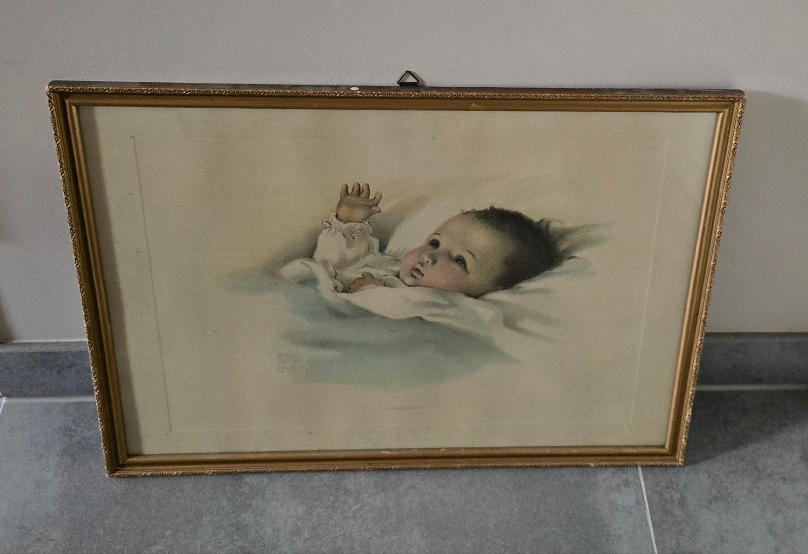bessie peage cutmann Awakening goudkleurige lijst, Ophalen, Gebruikt, Minder dan 50 cm, Tekening