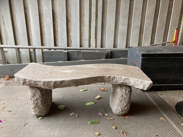 tuintafel van steen, Tuin en Terras, Ophalen, Gebruikt, Rechthoekig, Overige materialen