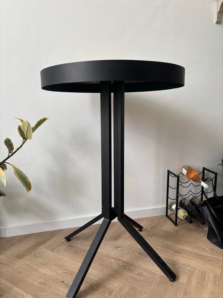 Stijlvolle ronde bartafel met houten blad, Huis en Inrichting, Tafels | Statafels, Ophalen, Zo goed als nieuw
