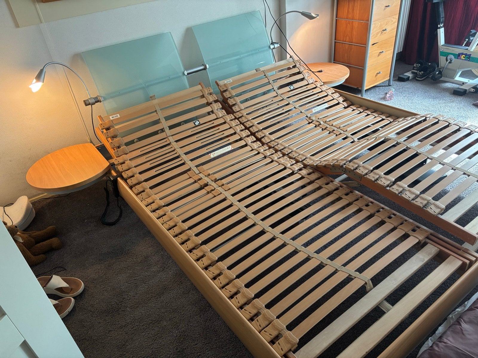 Tweepersoonsbed met verstelbare lattenbodems, Huis en Inrichting, Slaapkamer | Bedden, Ophalen, Overige kleuren, 210 cm, Tweepersoons