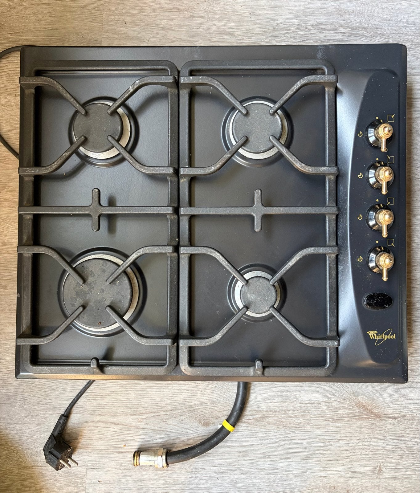 Whirlpool 4-pits gasfornuis - Inbouw - Zwart, Ophalen, 4 kookzones, Zo goed als nieuw, Inbouw