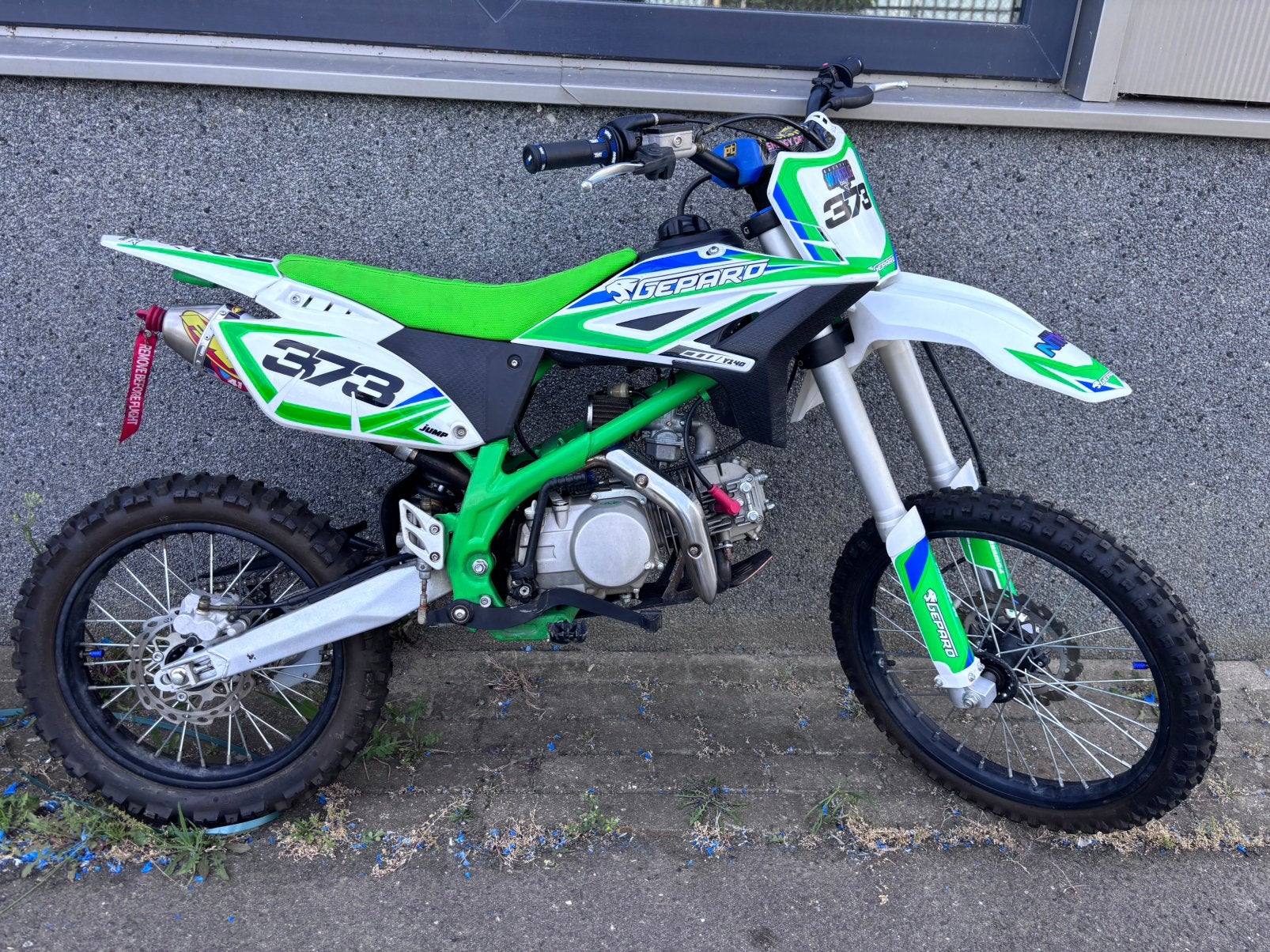Gepard Pitbike 140cc - Groen/Wit, Fietsen en Brommers, Minibikes, Midibikes en Pitbikes, Gebruikt, Pitbike, Schijfrem, Ophalen