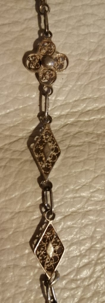 Antiek zilveren filigrain horlogeketting, Antiek en Kunst, Ophalen, Zilver