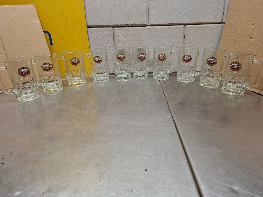 Amstel glazen pullen, Verzamelen, Glas en Borrelglaasjes, Ophalen, Zo goed als nieuw, Bierglas