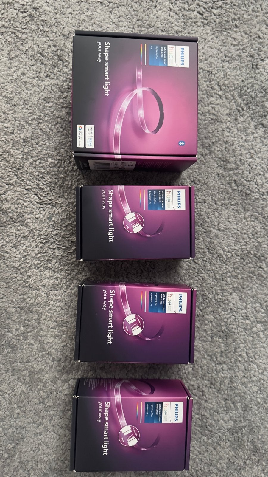 Philips Hue Lightstrip Plus V4 + 3x 1 meter extensie, Huis en Inrichting, Ophalen, Meerkleurig, Nieuw, Philips Hue