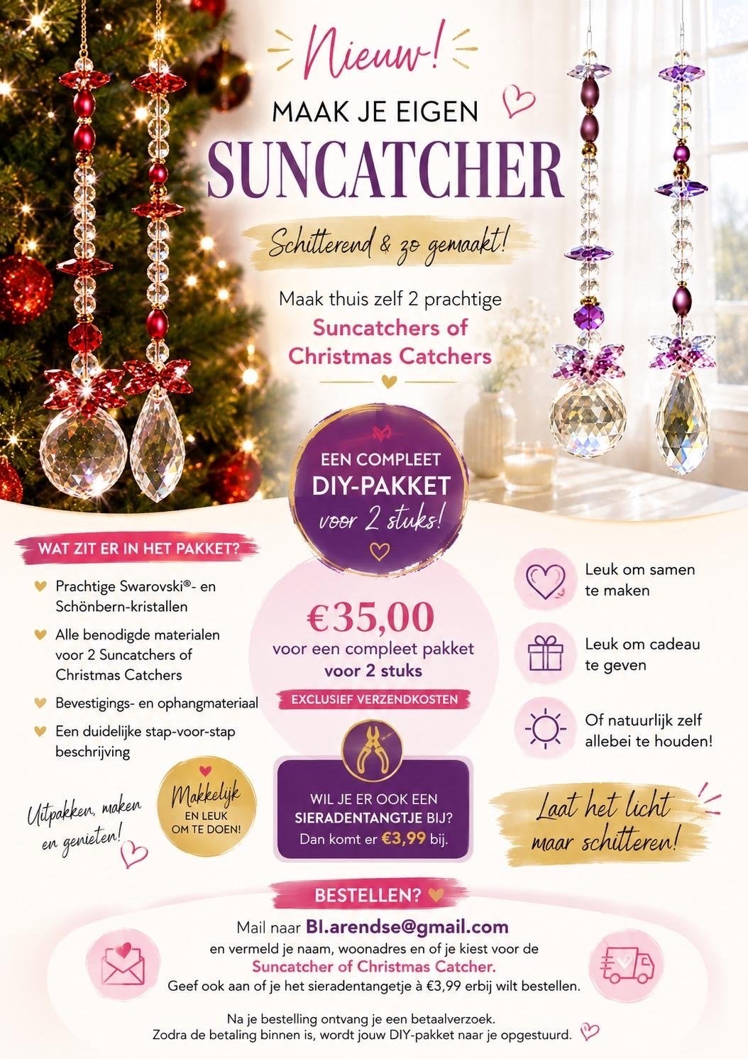 DIY Kerst Swarovski kristal Pakket Maak je eigen schittering, Handgemaakt, Nieuw, Meerkleurig, Ophalen of Verzenden