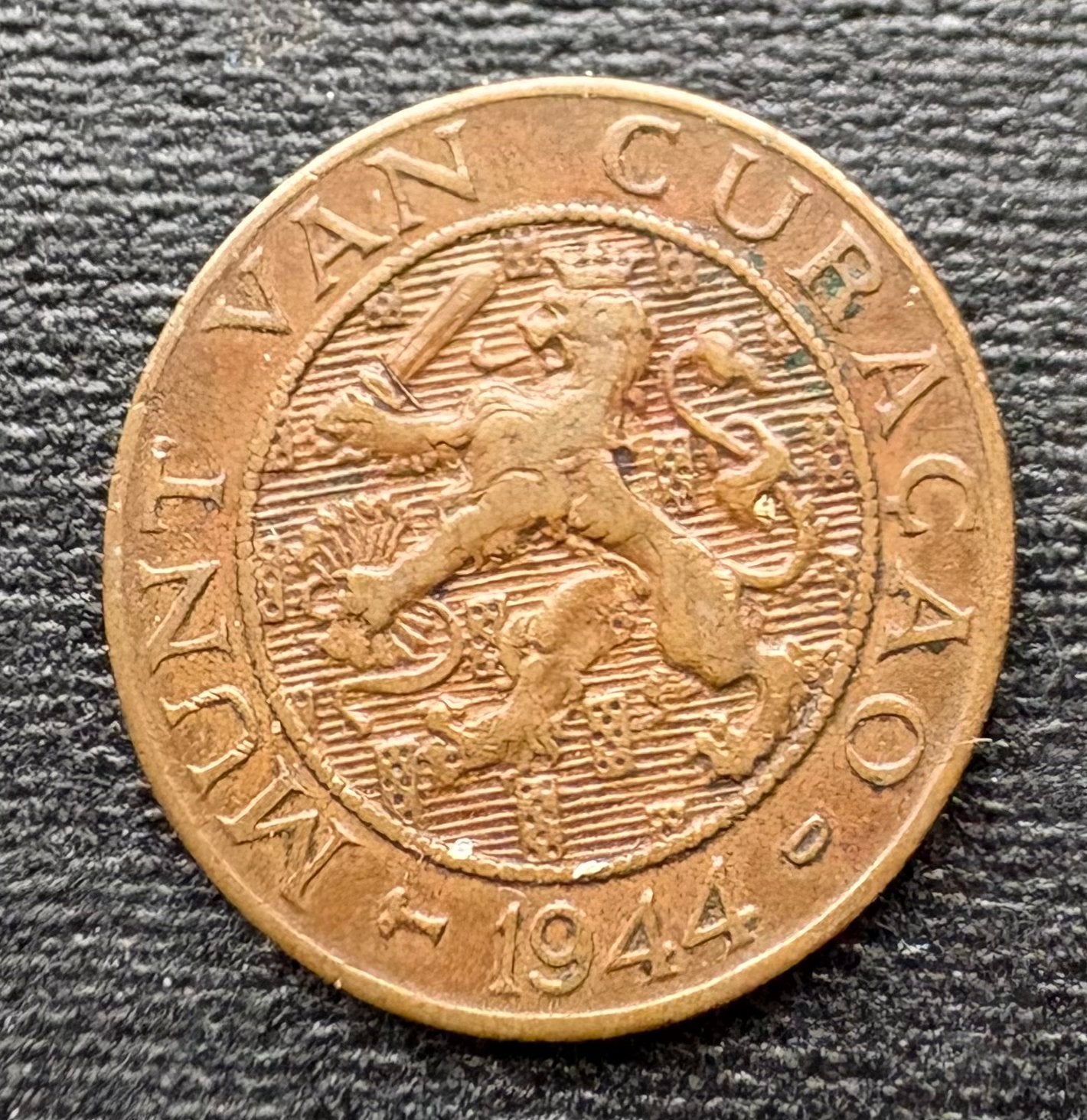 Munt van Curaçao 2½ cent 1944, Ophalen of Verzenden, Koningin Wilhelmina, Overige waardes, Losse munt