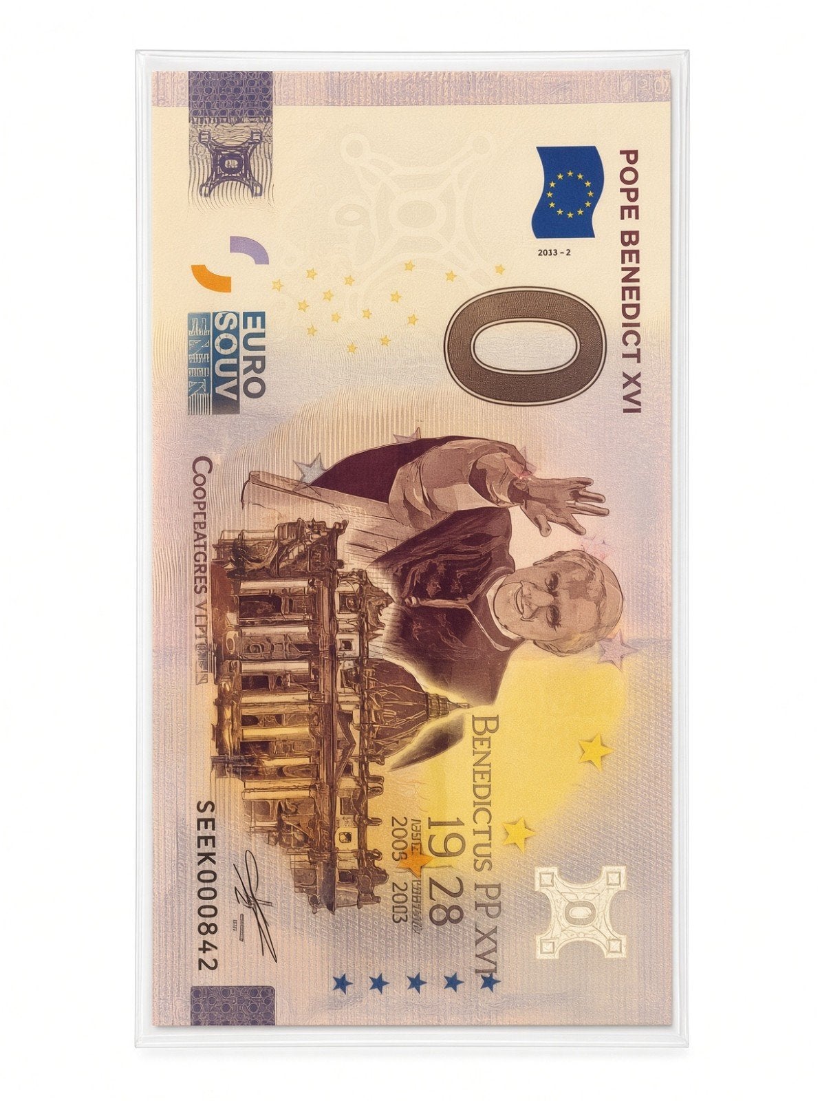 0 Euro Souvenir Biljet Paus Benedictus XVI Vaticaanstad, Ophalen of Verzenden