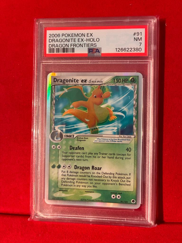 Dragonite ex Delta Species (DF 91) EX Dragon Frontiers PSA7, Ophalen of Verzenden, Zo goed als nieuw, Losse kaart, Foil