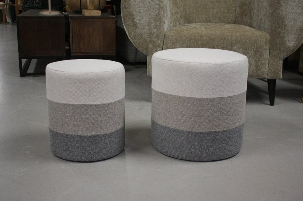 Leuke ronde stoffen poef hocker voetenbank (set van 2)
