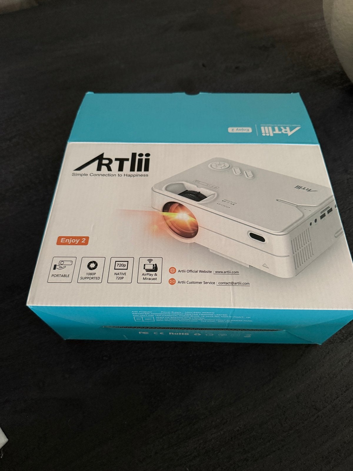 ARTLII Enjoy 2 Mini Beamer Projector 720p HD Portable, Ophalen, HD (720), Nieuw, Artlii