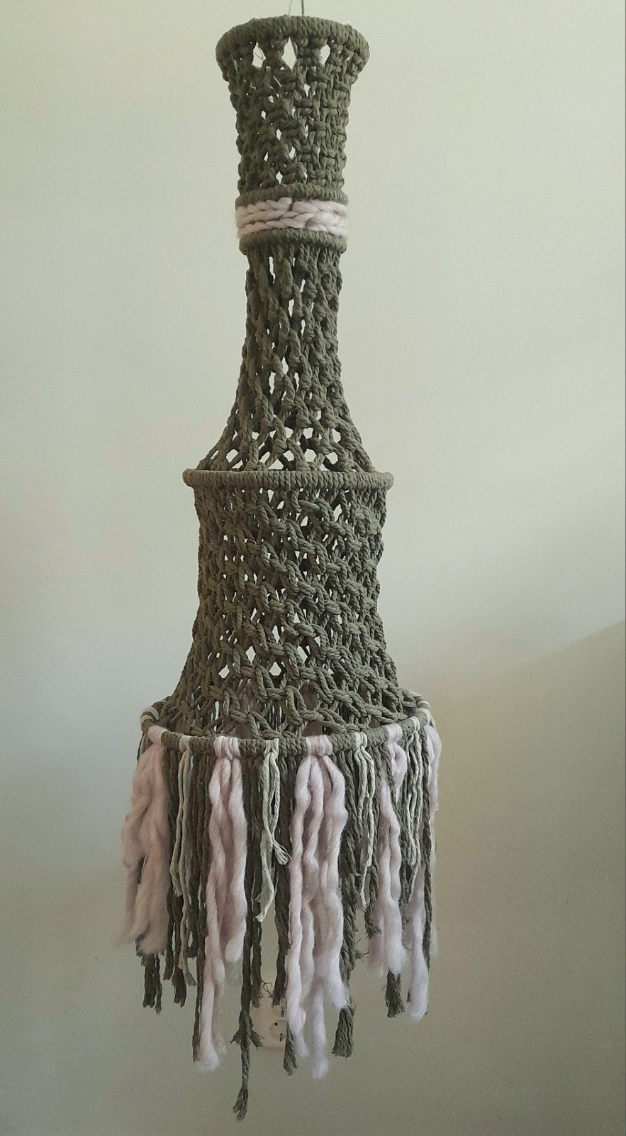 Handgemaakte macramé hang lampekap, Hanglamp, Meerkleurig, 35 cm, 110 cm