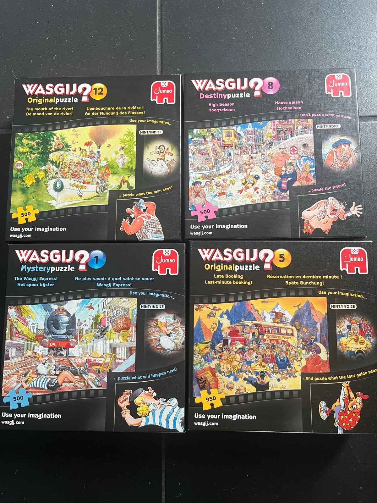 4 Wasgij puzzels - 500 en 950 stukjes - Alleen ophalen, Ophalen, 500 t/m 1500 stukjes, Gebruikt, Legpuzzel