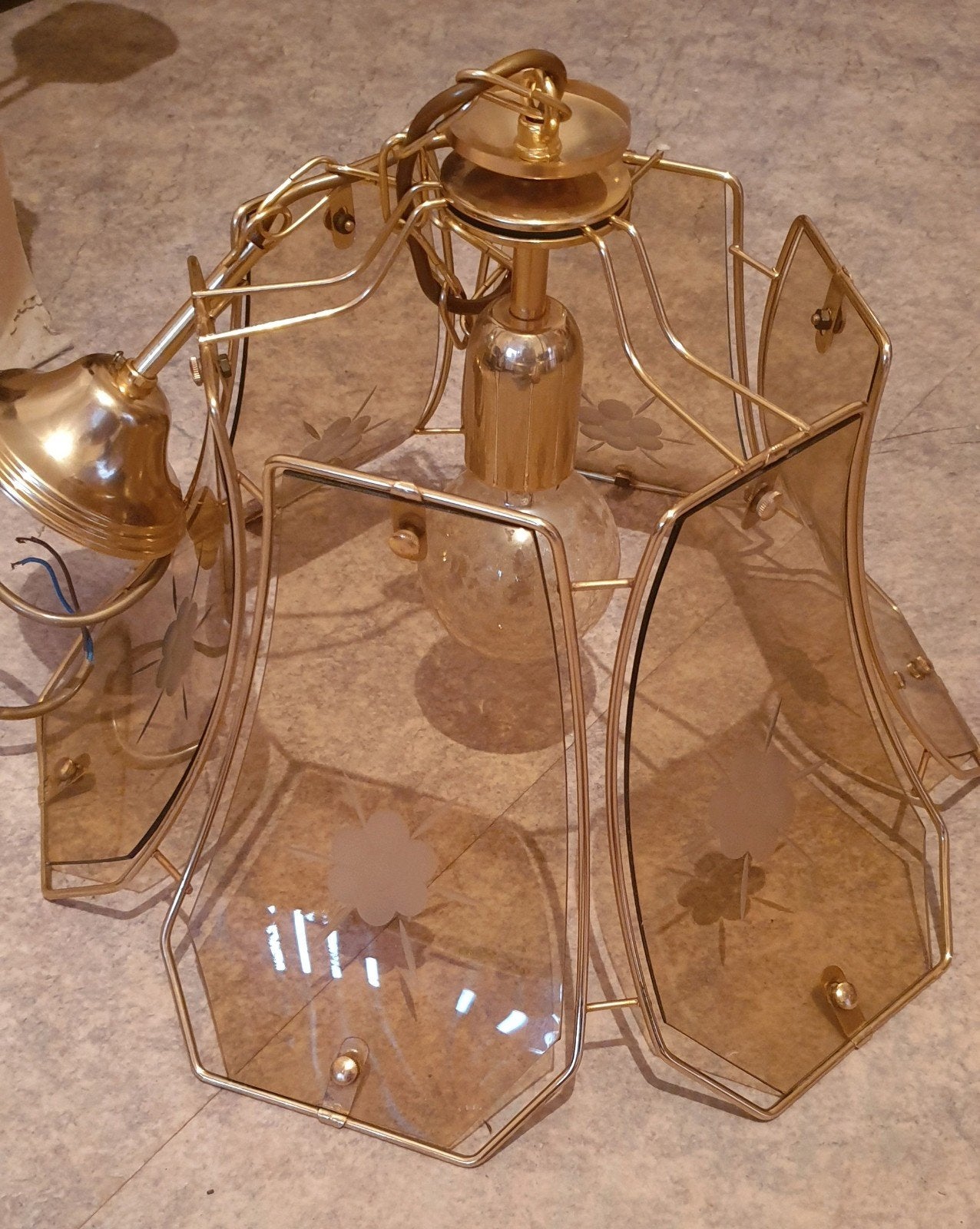 hanglamp messing glas, Huis en Inrichting, Ophalen, Zo goed als nieuw, Glas, E27 (groot)