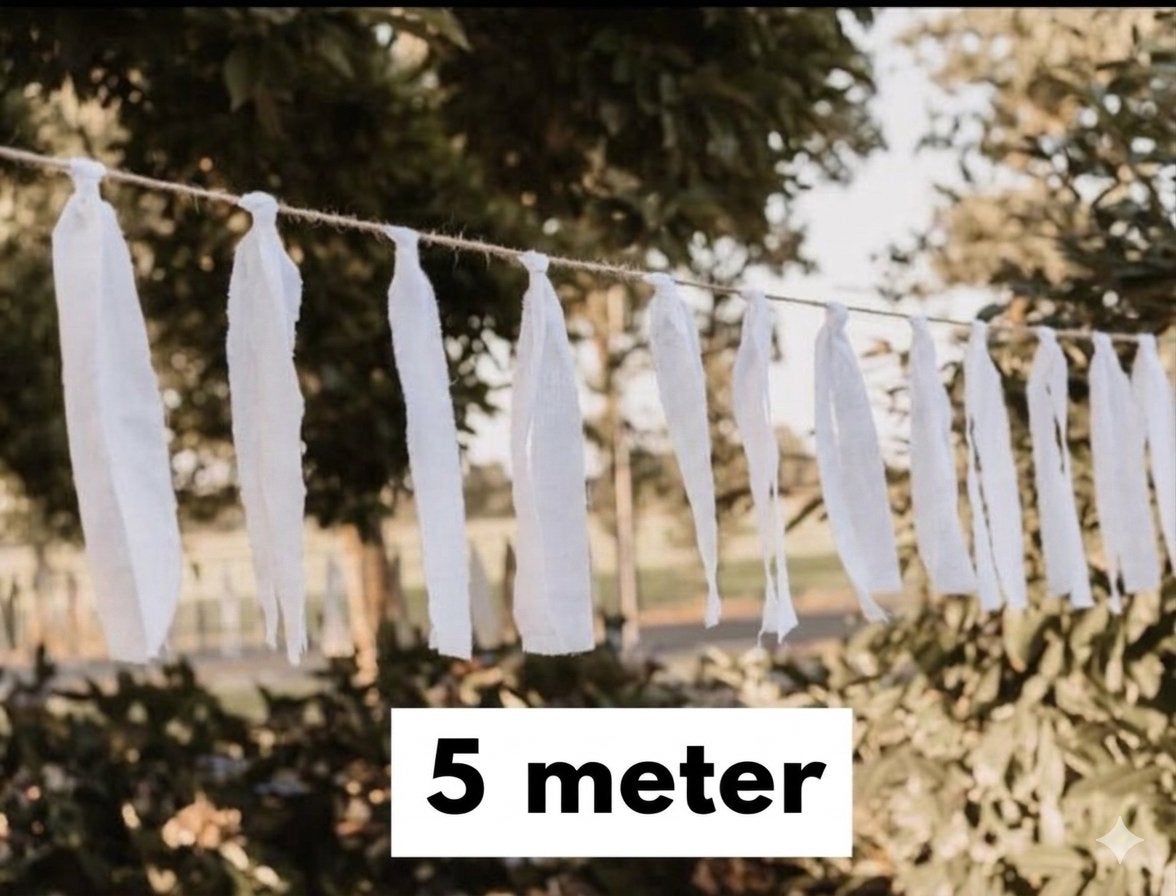 Nieuwe stoffen slinger 5 meter (wit), Ophalen of Verzenden, Nieuw, Versiering