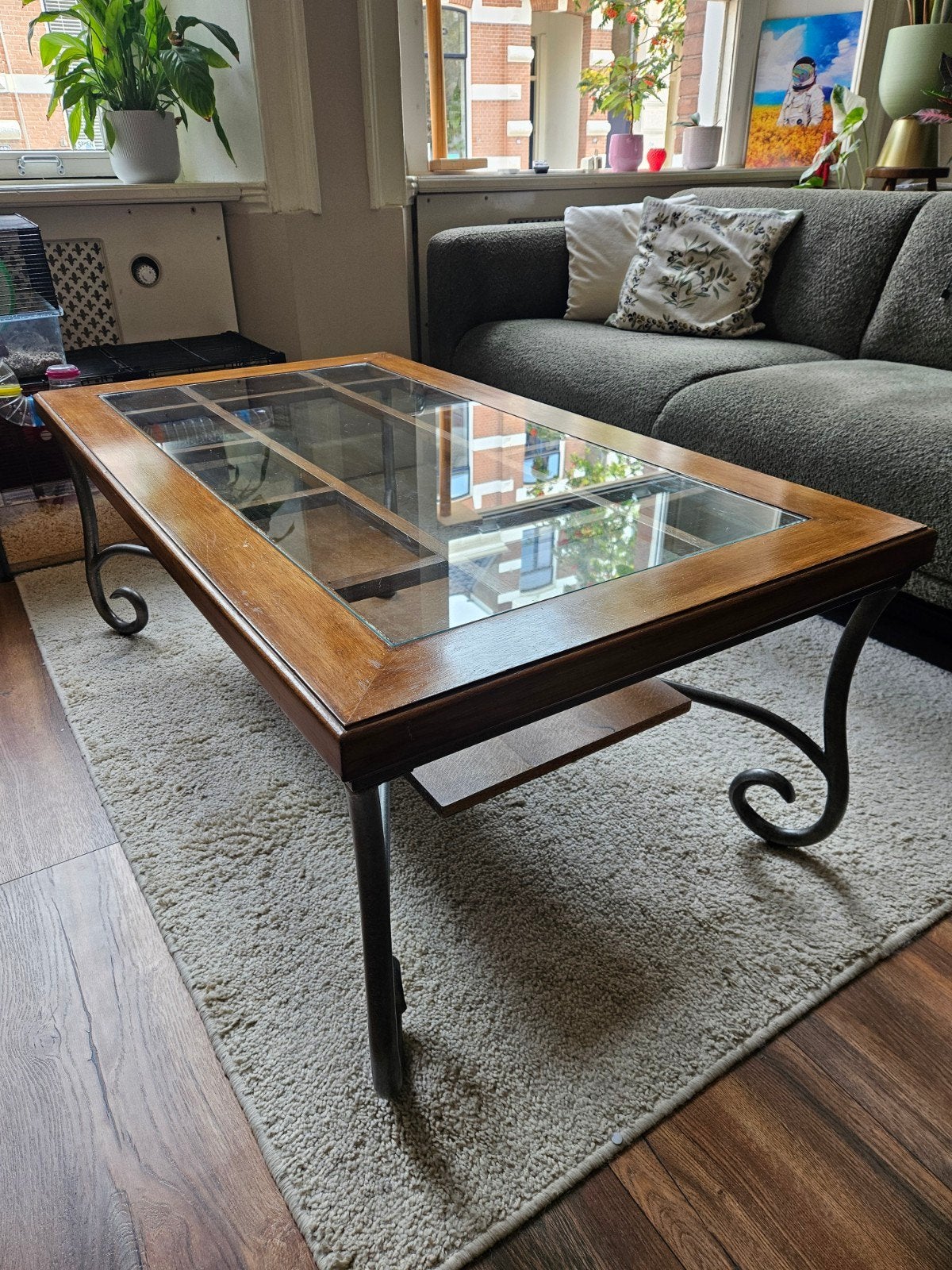 Antieke salontafel met draaiplateau, Ophalen, Gebruikt, 100 tot 150 cm, 50 tot 100 cm