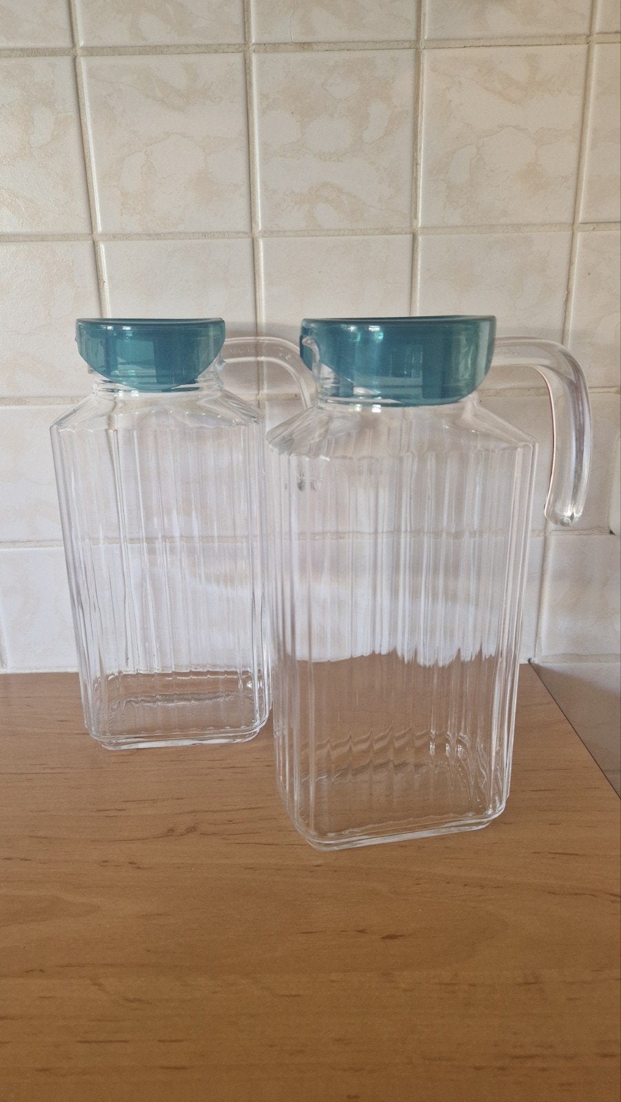 2 glazen waterkannen, Ophalen, Glas of Glazen, Overige stijlen, Glas