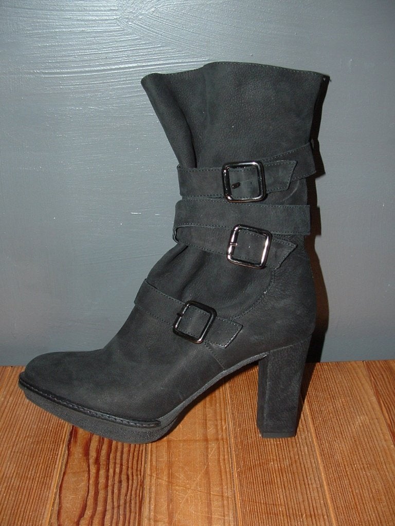 Unisa leer laarsjes, laarzen booties met gespjes maat 37, Zwart, Lage of Enkellaarzen, Ophalen of Verzenden, Zo goed als nieuw