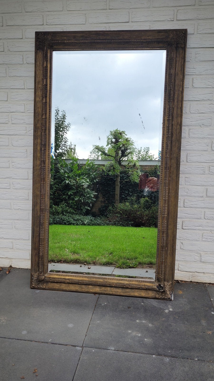 antieke spiegel met geslepen glas, Ophalen, Rechthoekig, 50 tot 100 cm, 100 tot 150 cm