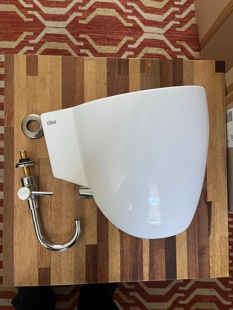 Clou Flush fontein wasbak met kraan en sifon, Ophalen, Nieuw, Steen, Wastafel